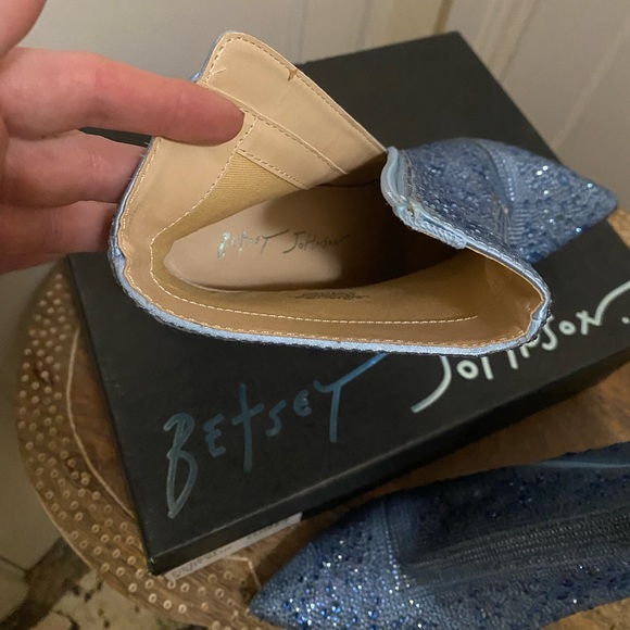Betsey Johnson Cady Blue Sequin Pointed Toe Heeled Ankle Boot - Picture 11 of 17